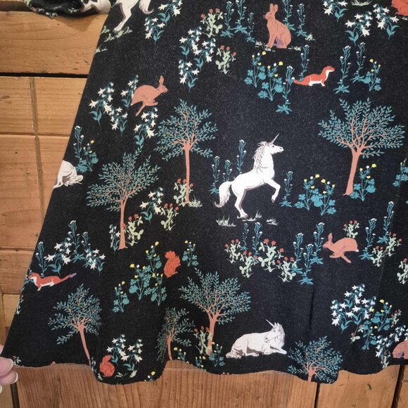 🍄 50% OFF - Magic Forest Long Sleeve Midi Dress Unicorn & Animal Novelty Print - Picture 7 of 12